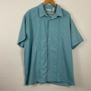 Cubavera Geo Embroidered Panel Short Sleeve Shirt Size XXL